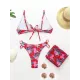 Three-Piece Floral Print Bandage Tie Side Bikini Swimwear Three-Piece Floral Print Bandage Tie Side Bikini Swimwear