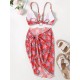 Three-Piece Floral Print Bandage Tie Side Bikini Swimwear Three-Piece Floral Print Bandage Tie Side Bikini Swimwear