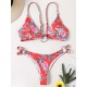 Three-Piece Floral Print Bandage Tie Side Bikini Swimwear Three-Piece Floral Print Bandage Tie Side Bikini Swimwear