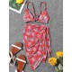 Three-Piece Floral Print Bandage Tie Side Bikini Swimwear Three-Piece Floral Print Bandage Tie Side Bikini Swimwear