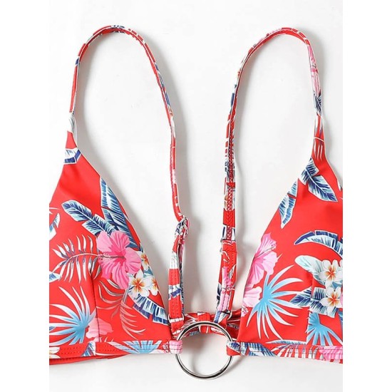 Three-Piece Floral Print Bandage Tie Side Bikini Swimwear Three-Piece Floral Print Bandage Tie Side Bikini Swimwear