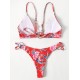Three-Piece Floral Print Bandage Tie Side Bikini Swimwear Three-Piece Floral Print Bandage Tie Side Bikini Swimwear