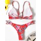 Three-Piece Floral Print Bandage Tie Side Bikini Swimwear Three-Piece Floral Print Bandage Tie Side Bikini Swimwear