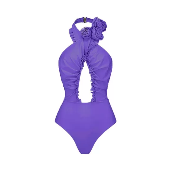 Backless Flower Print Flower Shape Hollow Cover-Ups&One-Piece Swimwear Backless Flower Print Flower Shape Hollow Cover-Ups&One-Piece Swimwear