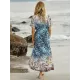 V-Neck Leopard Drawstring Short Sleeve Loose Cover-Up Swimwear V-Neck Leopard Drawstring Short Sleeve Loose Cover-Up Swimwear