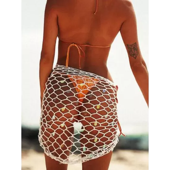 Knitted Hollow Sexy Triangle Scarf Shawl Cover-Up Swimwear Knitted Hollow Sexy Triangle Scarf Shawl Cover-Up Swimwear