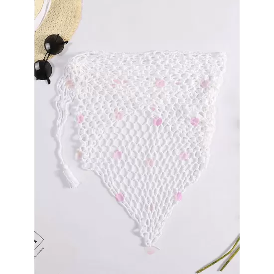 Knitted Hollow Sexy Triangle Scarf Shawl Cover-Up Swimwear Knitted Hollow Sexy Triangle Scarf Shawl Cover-Up Swimwear