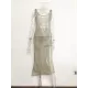 Spaghetti-Neck See-Through Split-Side Solid Color Sexy Beach Cover-Up Swimwear Spaghetti-Neck See-Through Split-Side Solid Color Sexy Beach Cover-Up Swimwear