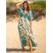 Short Sleeve Floral V-Neck Drawstring Midi Dress Cover-Up Swimwear