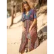 Short Sleeve Floral V-Neck Drawstring Midi Dress Cover-Up Swimwear Short Sleeve Floral V-Neck Drawstring Midi Dress Cover-Up Swimwear