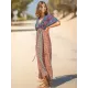 Short Sleeve Floral V-Neck Drawstring Midi Dress Cover-Up Swimwear Short Sleeve Floral V-Neck Drawstring Midi Dress Cover-Up Swimwear