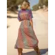 Short Sleeve Floral V-Neck Drawstring Midi Dress Cover-Up Swimwear Short Sleeve Floral V-Neck Drawstring Midi Dress Cover-Up Swimwear