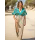 Short Sleeve Floral V-Neck Drawstring Midi Dress Cover-Up Swimwear Short Sleeve Floral V-Neck Drawstring Midi Dress Cover-Up Swimwear