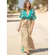 Short Sleeve Floral V-Neck Drawstring Midi Dress Cover-Up Swimwear Short Sleeve Floral V-Neck Drawstring Midi Dress Cover-Up Swimwear