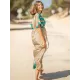 Short Sleeve Floral V-Neck Drawstring Midi Dress Cover-Up Swimwear Short Sleeve Floral V-Neck Drawstring Midi Dress Cover-Up Swimwear