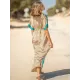 Short Sleeve Floral V-Neck Drawstring Midi Dress Cover-Up Swimwear Short Sleeve Floral V-Neck Drawstring Midi Dress Cover-Up Swimwear