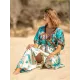 Short Sleeve Floral V-Neck Drawstring Midi Dress Cover-Up Swimwear Short Sleeve Floral V-Neck Drawstring Midi Dress Cover-Up Swimwear