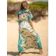 Short Sleeve Floral V-Neck Drawstring Midi Dress Cover-Up Swimwear Short Sleeve Floral V-Neck Drawstring Midi Dress Cover-Up Swimwear
