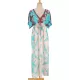 Short Sleeve Floral V-Neck Drawstring Midi Dress Cover-Up Swimwear Short Sleeve Floral V-Neck Drawstring Midi Dress Cover-Up Swimwear