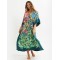 Half Sleeve V-Neck Loose Floral Split-Side Cover-Up Swimwear