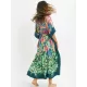 Half Sleeve V-Neck Loose Floral Split-Side Cover-Up Swimwear Half Sleeve V-Neck Loose Floral Split-Side Cover-Up Swimwear