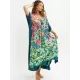 Half Sleeve V-Neck Loose Floral Split-Side Cover-Up Swimwear Half Sleeve V-Neck Loose Floral Split-Side Cover-Up Swimwear