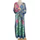Half Sleeve V-Neck Loose Floral Split-Side Cover-Up Swimwear Half Sleeve V-Neck Loose Floral Split-Side Cover-Up Swimwear