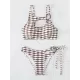 Padded Color-Block Hollow Striped Bikini Swimsuit Padded Color-Block Hollow Striped Bikini Swimsuit