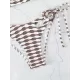 Padded Color-Block Hollow Striped Bikini Swimsuit Padded Color-Block Hollow Striped Bikini Swimsuit