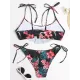 Spaghetti-Neck Floral Bralette Tie Side Bikini Swimwear Spaghetti-Neck Floral Bralette Tie Side Bikini Swimwear