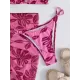 Floral Print Hollow Backless Bikini Swimwear+Cover-Up Three-Piece Set Floral Print Hollow Backless Bikini Swimwear+Cover-Up Three-Piece Set
