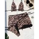 Three-Piece Suit Backless Bandage Leopard Halter-Neck Reversible Bikini Swimsuit Three-Piece Suit Backless Bandage Leopard Halter-Neck Reversible Bikini Swimsuit