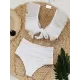 Bandage Mesh Pleated Solid Color Split-Joint Padded Deep V-Neck Bikini Swimsuit Bandage Mesh Pleated Solid Color Split-Joint Padded Deep V-Neck Bikini Swimsuit