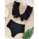 Bandage Mesh Pleated Solid Color Split-Joint Padded Deep V-Neck Bikini Swimsuit Bandage Mesh Pleated Solid Color Split-Joint Padded Deep V-Neck Bikini Swimsuit