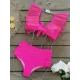 Bandage Mesh Pleated Solid Color Split-Joint Padded Deep V-Neck Bikini Swimsuit Bandage Mesh Pleated Solid Color Split-Joint Padded Deep V-Neck Bikini Swimsuit