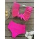 Bandage Mesh Pleated Solid Color Split-Joint Padded Deep V-Neck Bikini Swimsuit Bandage Mesh Pleated Solid Color Split-Joint Padded Deep V-Neck Bikini Swimsuit