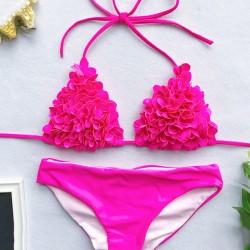 Ribbed Triangle Top With Panty Bikini Set