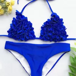 Ribbed Triangle Top With Panty Bikini Set