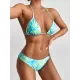 Tie-Dyed Triangle Halter-Neck Bikini Swimwear Tie-Dyed Triangle Halter-Neck Bikini Swimwear