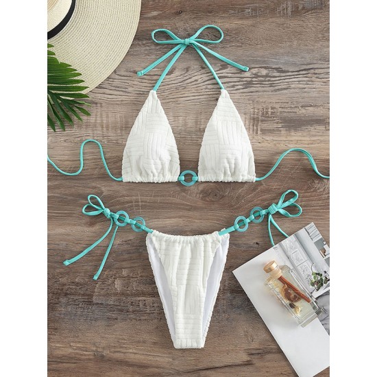 Vacation Tie Side Halter-Neck Bikini Swimsuit Vacation Tie Side Halter-Neck Bikini Swimsuit
