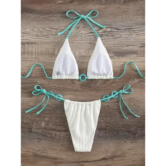 Vacation Tie Side Halter-Neck Bikini Swimsuit Vacation Tie Side Halter-Neck Bikini Swimsuit