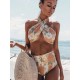 Sexy Strapless Floral Print Bralette High-Waisted Backless Bikini Swimwear Sexy Strapless Floral Print Bralette High-Waisted Backless Bikini Swimwear