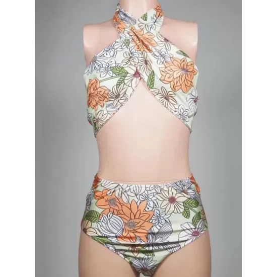 Sexy Strapless Floral Print Bralette High-Waisted Backless Bikini Swimwear Sexy Strapless Floral Print Bralette High-Waisted Backless Bikini Swimwear