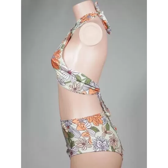 Sexy Strapless Floral Print Bralette High-Waisted Backless Bikini Swimwear Sexy Strapless Floral Print Bralette High-Waisted Backless Bikini Swimwear