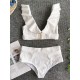 Solid Color Flared Sleeves Deep V-Neck Split Bikini Swimsuit Solid Color Flared Sleeves Deep V-Neck Split Bikini Swimsuit