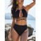 Solid Color Bandage Backless Split Bikini Swimsuit