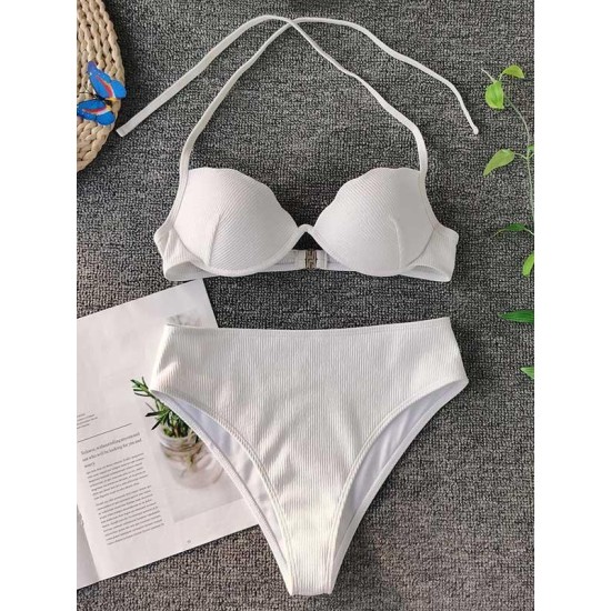 Shell Type Solid Color Split Bikini Swimsuit Shell Type Solid Color Split Bikini Swimsuit