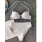 Shell Type Solid Color Split Bikini Swimsuit