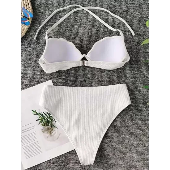 Shell Type Solid Color Split Bikini Swimsuit Shell Type Solid Color Split Bikini Swimsuit
