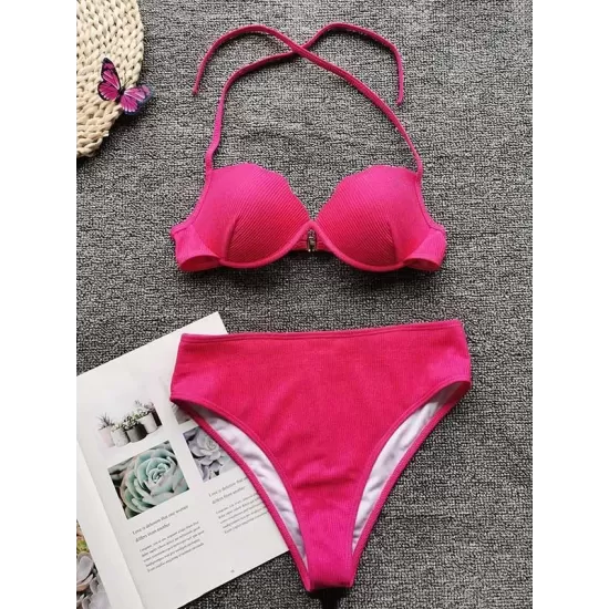 Shell Type Solid Color Split Bikini Swimsuit Shell Type Solid Color Split Bikini Swimsuit